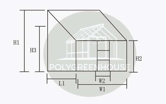 Design sketch of a 2-foot wide lean-to greenhouse structure attached to a wall, showing compact planting space.
