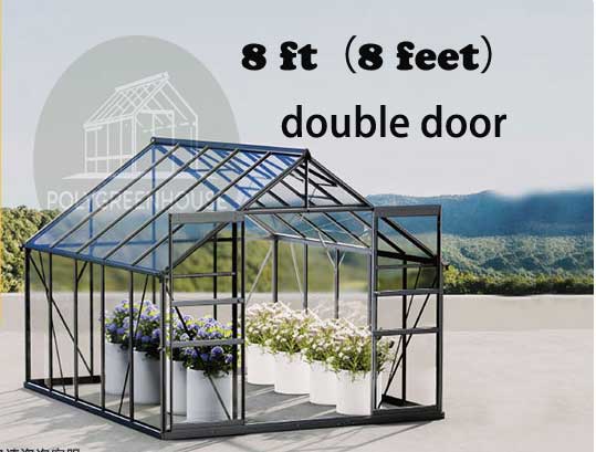 Elegant 8 feet double door greenhouse installed in garden for plants and flowers