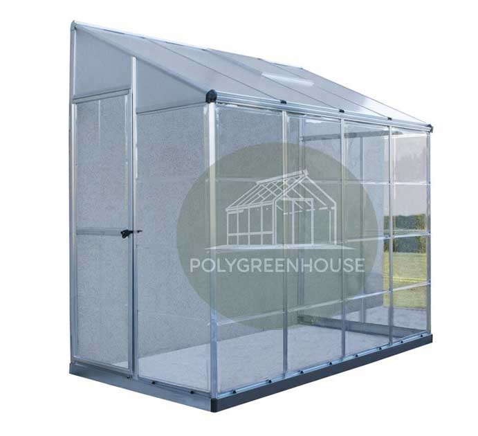 this is a whole set of lean to wall greenhouse with white background