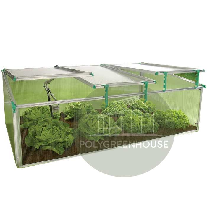 Compact mini greenhouse flower bed with transparent cover, displayed on a clean white background for product showcasing